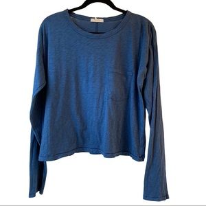 Rag & Bone Crop Long Sleeve Blue T-shirt Sz L